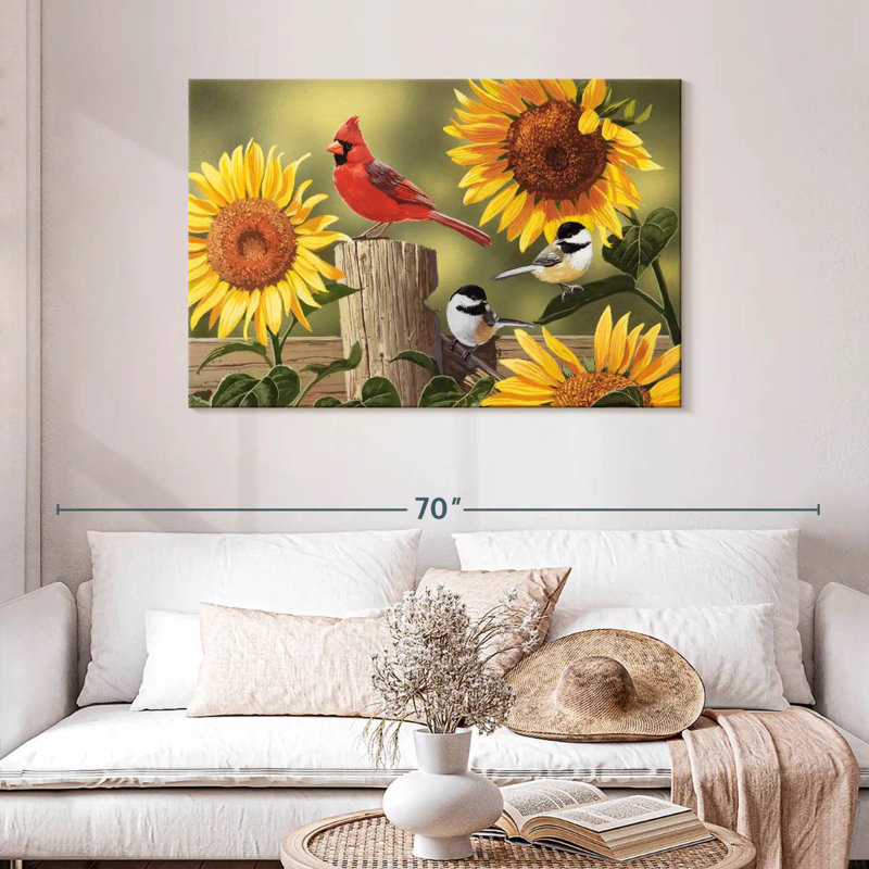 Brampt Sunflowers And Songbirds, 30" H x 45" W