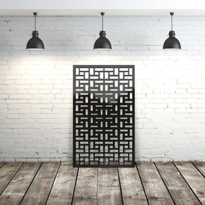 Panneau d'intimité géométrique en aluminium brique découpé au laser - Art mural extérieur thermolaqué en métal, paravent de clôture décoratif pour clôture de jardin