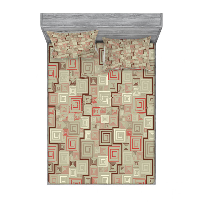 Ensemble de draps en spirale avec intérieur géométrique, Ensemble de drap pour grand lit avec drap-housse