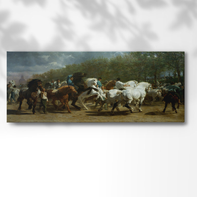 La foire aux chevaux sur toile, H 8 po x l 20 po x P 1,5 po
