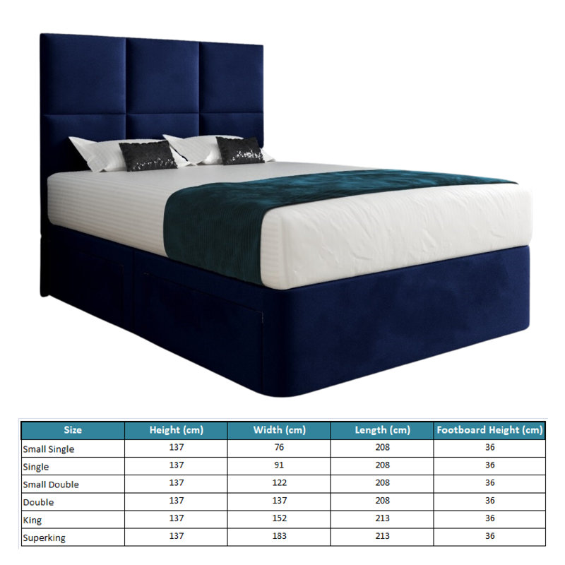 Anatoly Upholstered Bed, Blue, Small Single (2'6)