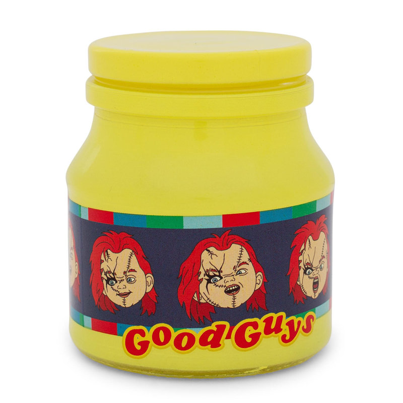 Pot de rangement en verre Child's Play Chucky Expressions avec couvercle | Peut contenir 5 onces