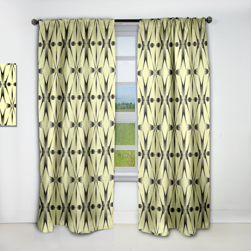 Ornement oriental. Rideau simple occultant moderne à motif floral Mid-Century, L 52 po x L 84 po