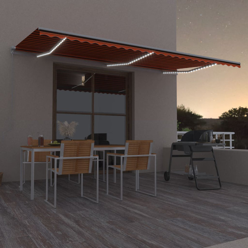 Dakota Fields 600cm W Fabric Orange/Black Cover Retractable Door / Window Awning