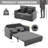 56" 3 in 1 Square Arm Sofa Bed Convertible Loveseat Pull-Out Sleeper Sofa Couch with USB and Cup Holders-380135334