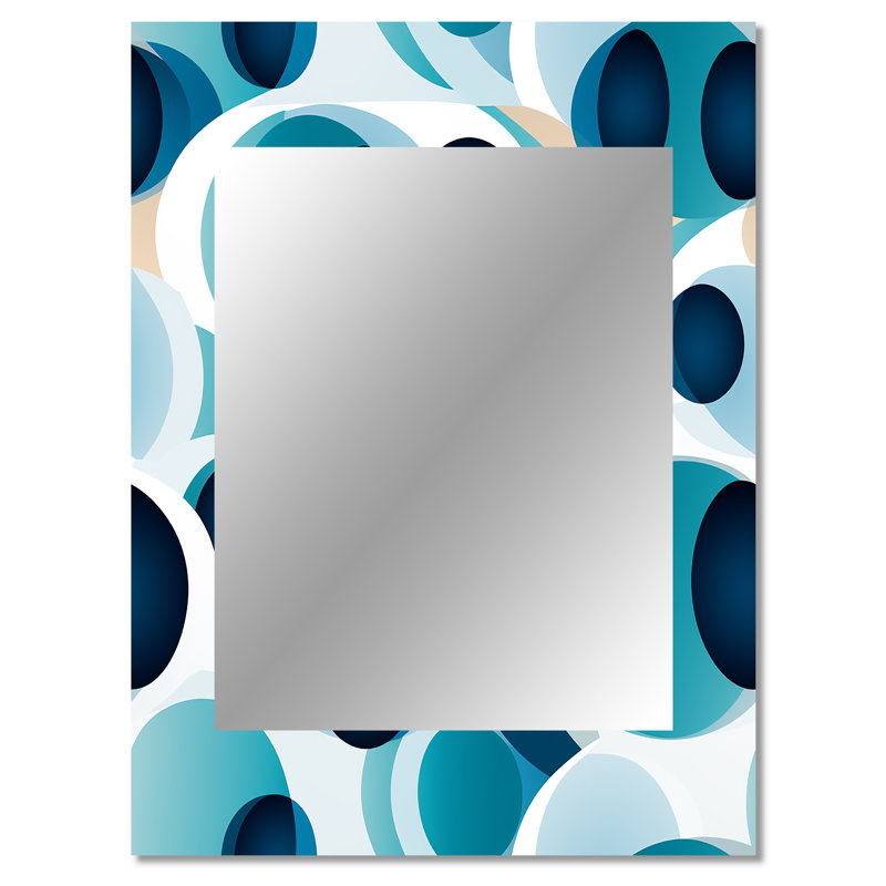Minimaliste cobalt bleu cercles géométrique - miroir mural décoratif géométrique, miroir moderne, art imprimé en métal