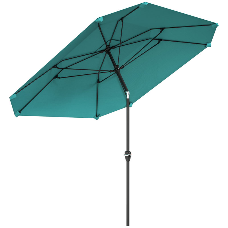 Parasol de marché en aluminium 7,6 pi 8 côtes, Bleu ciel