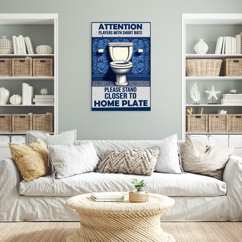 Toilette attention sur toile, H 20 po x l 16 po x P 1,25 po