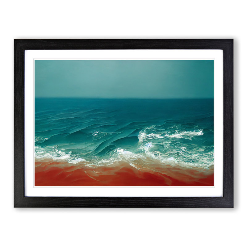 Beach Scene - Single Picture Frame Painting, Black, 34cm H x 46cm W x 2cm D