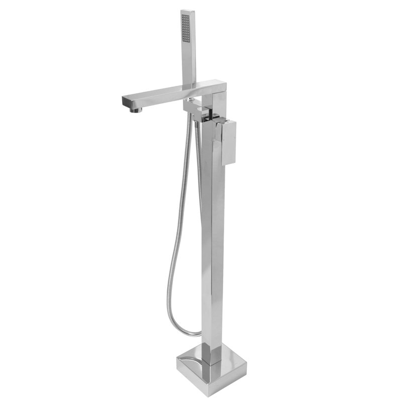 Bec de baignoire fixé au sol, Chrome poli