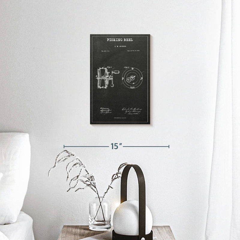 Moulinet de pêche brevet BW, H 12 po x l 8 po x P 1 po