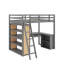 Lit mezzanine double avec tablettes et bureau