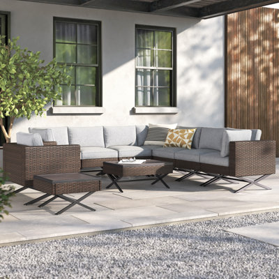 Ensemble de conversation modulaire avec coussins 10 pièces Boydston