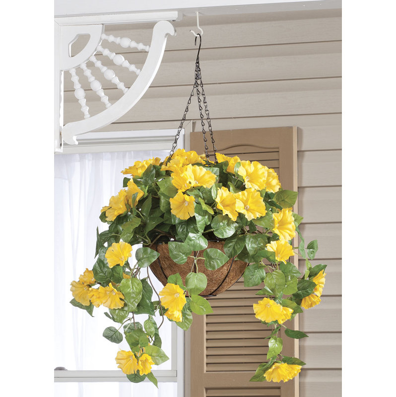 Panier suspendu de pétunias OakRidge entièrement assemblé, Jaune