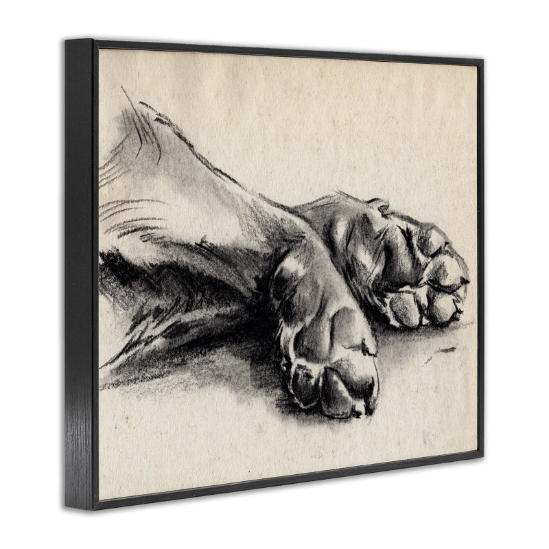 «Dog Paw Charcoal Design Minimal Tan Black», art texturé sur estampe numérique par Jennifer Paxton Parker