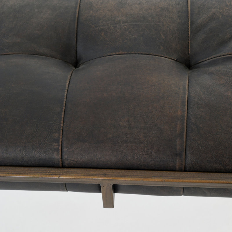 Oxford Leather Bench, Rialto Ebony Top Grain Leather