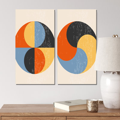 Minimal 20S Bauhaus Geometric VIII - ensemble de 2 peintures