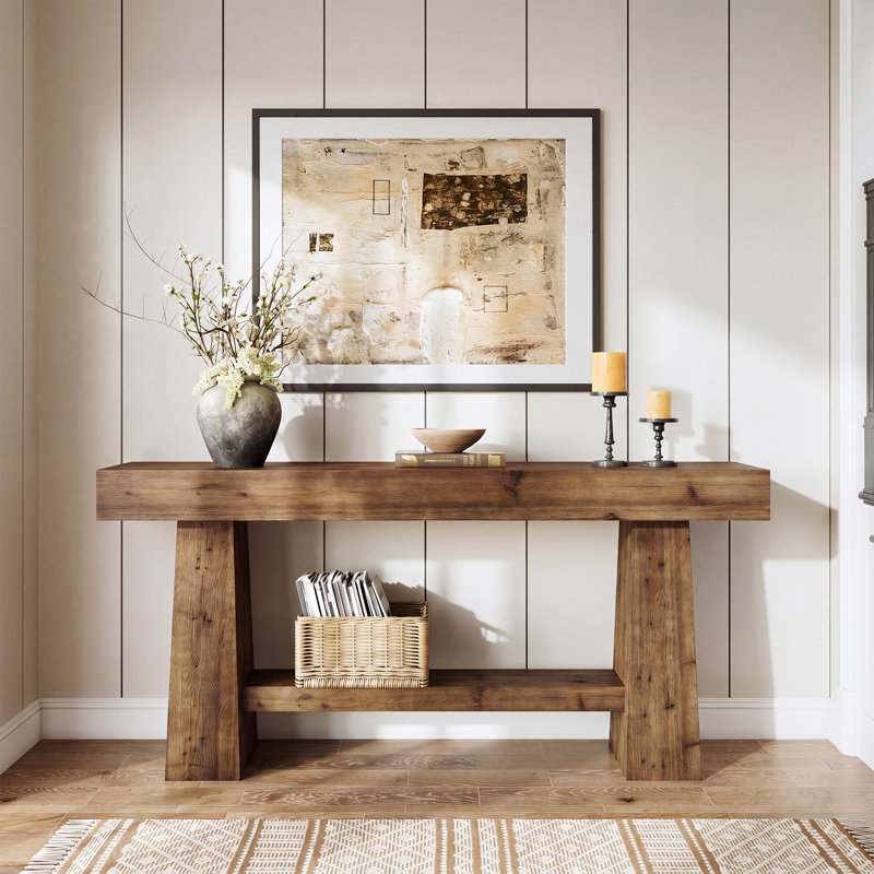 Solid Wood Console Table, Wood Brown