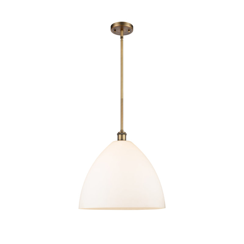 Luminaire suspendu en forme de globe à 1 lumière Alonta, Blanc mat, H 49,75 po x l 16 po x P 16 po, Laiton brossé