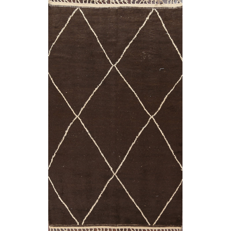 Tapis marocain en laine Trellis noué à la main 5 x 10