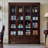 American-Style Vintage Cherry Wood Bookcase With Glass Doors And Floor-To-Ceiling Design