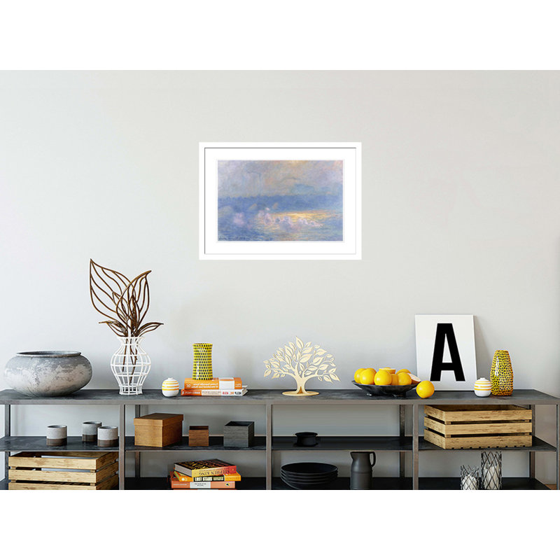Waterloo, effet de soleil avec fumée par Claude Monet, impression giclée sur cadre, H 21,34 po x l 29,5 po