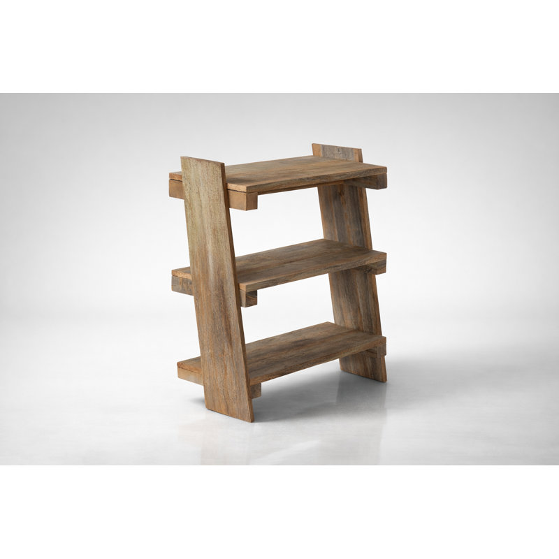 Table d'appoint en bois récupéré à 3 niveaux - Tablette étroite en bois massif, support de rangement rustique fait à la main
