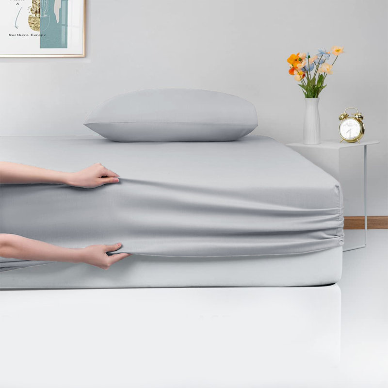 Laurne 200 Thread Count Microfiber Brushed Deep Fitted Bed Sheet, Kingsize (5'), Grey