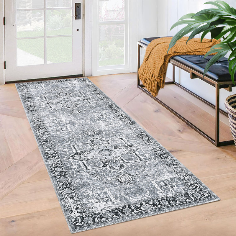 Persian Style Anti-Slip Area Rug for Living Room Bedroom and Home Decor Washable Rugs Vintage Rug for Dining Room