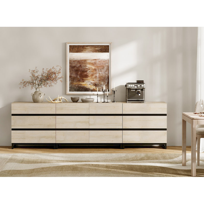 3 In 1 Sideboard Buffet Cabinets With 12 Drawers, Modern Sideboard Credenza With Metal Base, Coffee Bar Cabinet Storage Cabinet