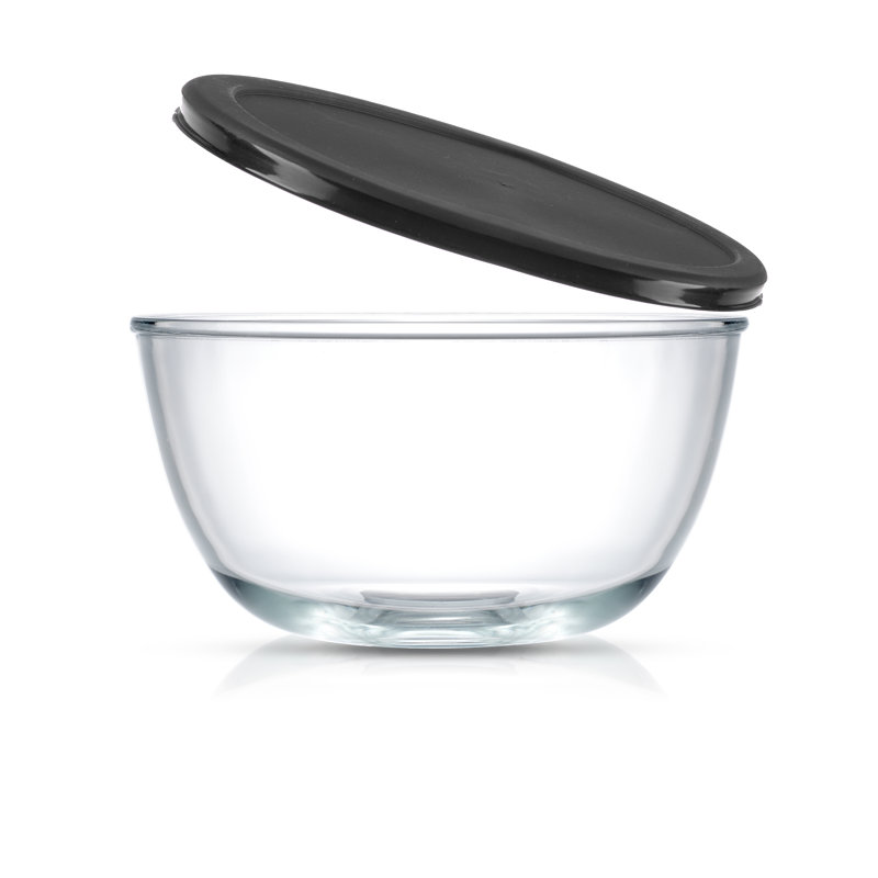 JoyJolt 8-Piece Glass Mixing Bowls with Lids, Black