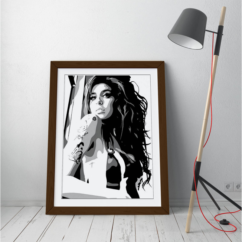 Musician Amy Winehouse - Single Picture Frame Print on Canvas, 89cm H x 64cm W, Walnut Framed