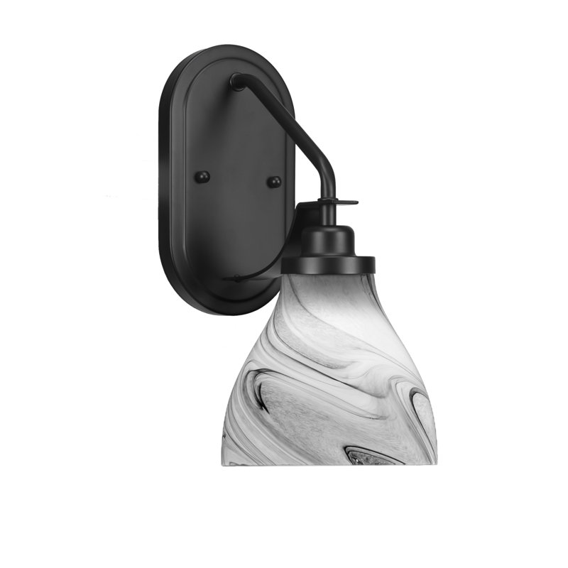 Applique murale Alirra avec verre 6,25 po, Noir mat, gris