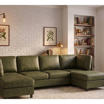 Faux Leather Fabric Upholstered Modular Sectional