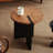 Retro Black Solid Wood Round Coffee Table-943700361