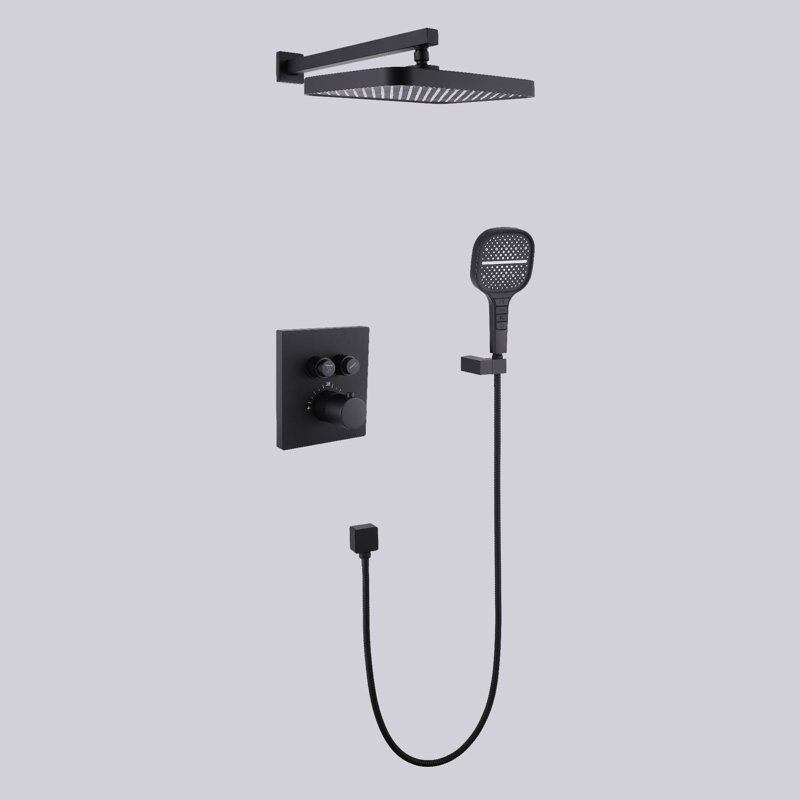 Complete Shower System with Rough in-Valve, Matte Black