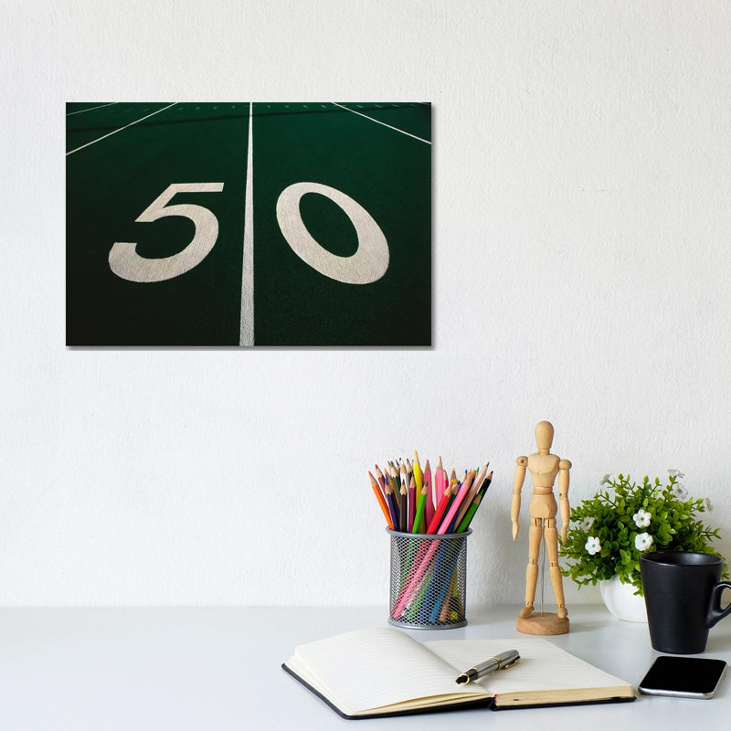 50 Yard Line Of Football Field by Panoramic Images - Wrapped Canvas Print, 20.32 cm H x 30.48 cm W