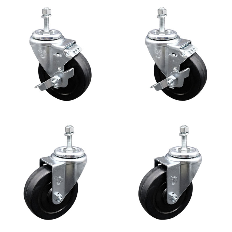 Ensemble de roulettes à tige filetée pivotante 4 po 4 pouces 4 pouces SCC