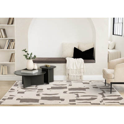Hopwood Moroccan Gray White High-Low Plush Rug