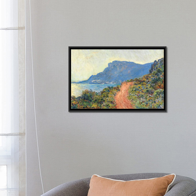 «La Corniche Near Monaco, 1884» par Claude Monet, reproduction sur toile tendue, H 18 po x l 26 po x P 1,5 po, Pas de tapis