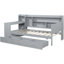 Lit de jour simple en bois gris avec bureau et rangement - Structure en bois de pin massif avec 3 grands tiroirs-341600563-341600561