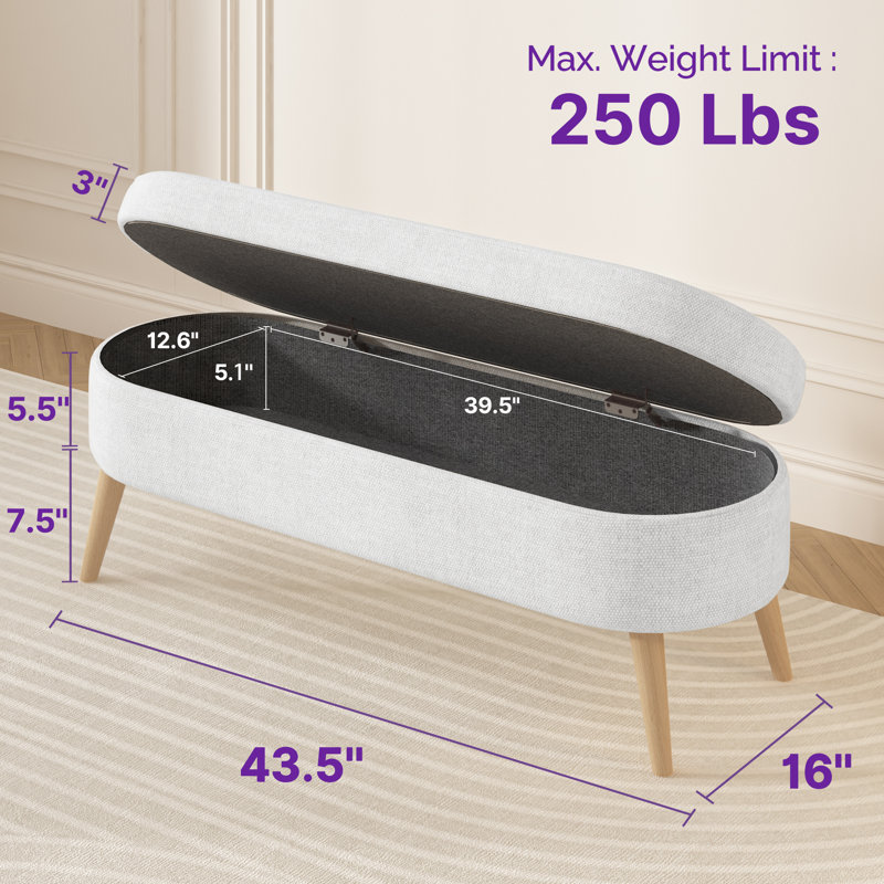Banc de rangement 43,5 po, Blanc