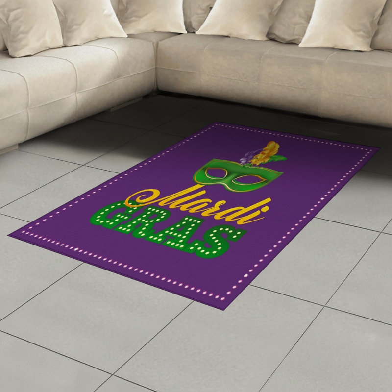 Mardi Gras High Density Long Fiber Poly Threads Decorative Area Rug Carpet, Rectangle 4' x 5'8"