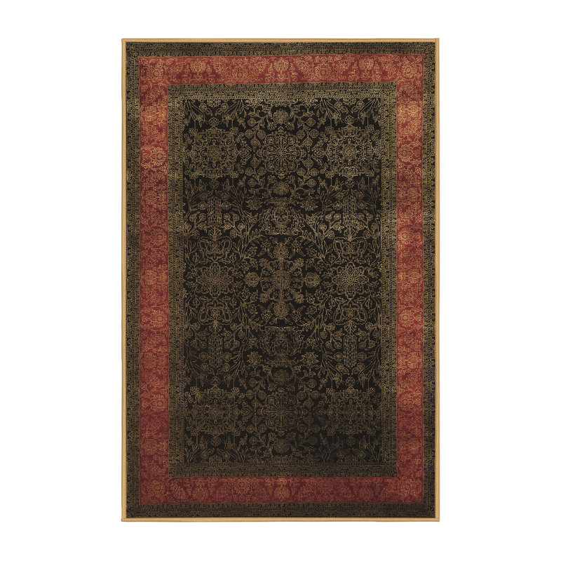 Tapis brun oriental en laine / polyester tissé à la machine 5 pi x 7 pi Oriental