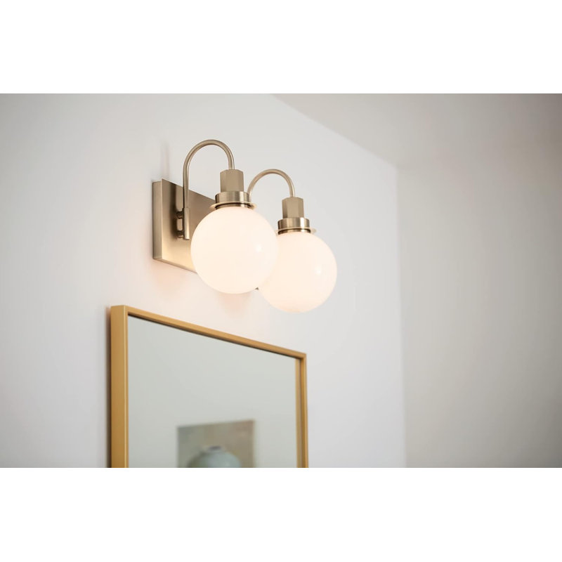 Champagne Bronze 14.25" 2-Light Vanity with Opal Glass