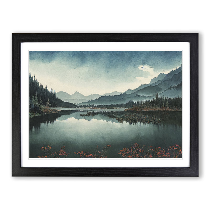 Forest Lake Dreams - Single Picture Frame Print, 34cm H x 46cm W x 2cm D, Black Framed