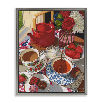 Patriotic Tea Party Framed Floater Canvas Wall Art by Mardell Schuster