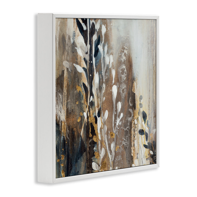 Peinture abstraite moderne avec plantes en cascade, estampe numérique de K. Nari, H 12 po x l 12 po