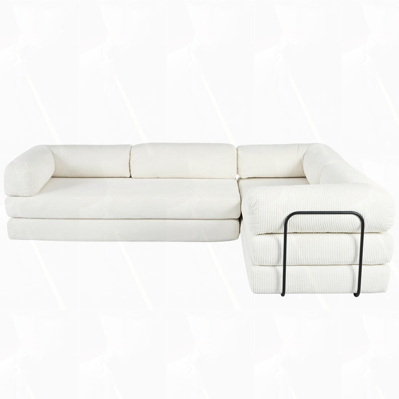 Polyester Fabric Modular Sofa Bed, Beige
