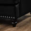 Canapé en cuir de style classique américain de 83 po, accoudoir rond avec clous argentés, structure et pieds en bois massif, coussin de siège à ressorts, housse amovible noire, espace de rangement moderne de 3 po, rembourré